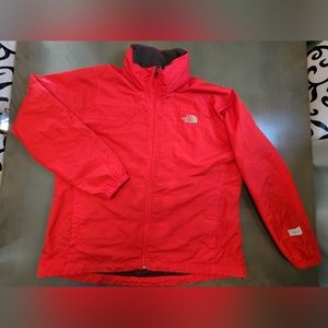 The North Face Women's Windbreaker Sz XL Red Hydrenalite Windproof Rain Hooded